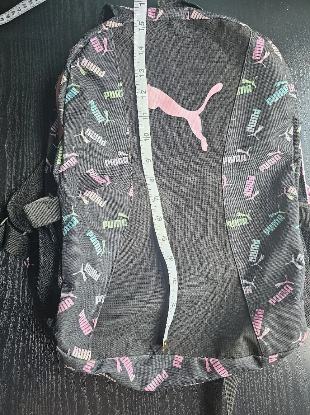 PUMA Black Backpack with Pastel Logo Print OS